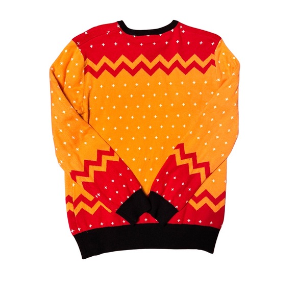 Box Lunch Chainsaw Man Pullover Sweater Small Red Orange Anime Holiday Denji Gra - Picture 2 of 5